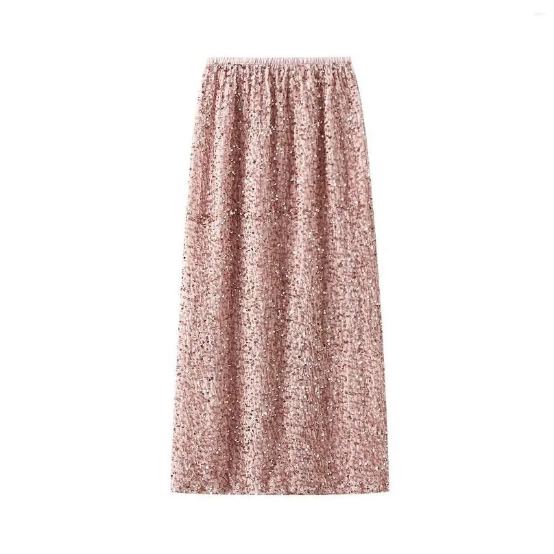 Skirts Women S Sparkly Sequin Midi Skirt High Waist Glitter Pencil Bodycon Formal Cocktail Party Slit