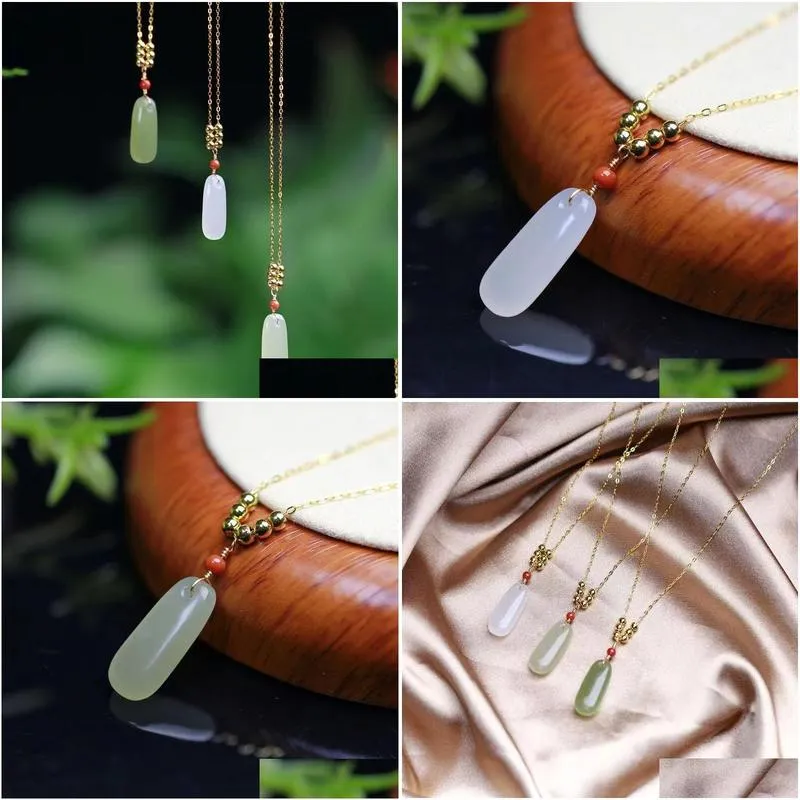 Other Fashion Accessories Natural An Jade Water Drop Pendant With South Red Round Bead Design As A Birthday Gift For Girlfriend Deliv Otzeb