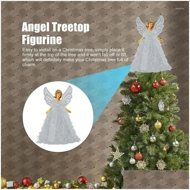 Christmas Decorations Angel Tree Topper Treetop Figurine Elegant 8in Party Favors For Home And