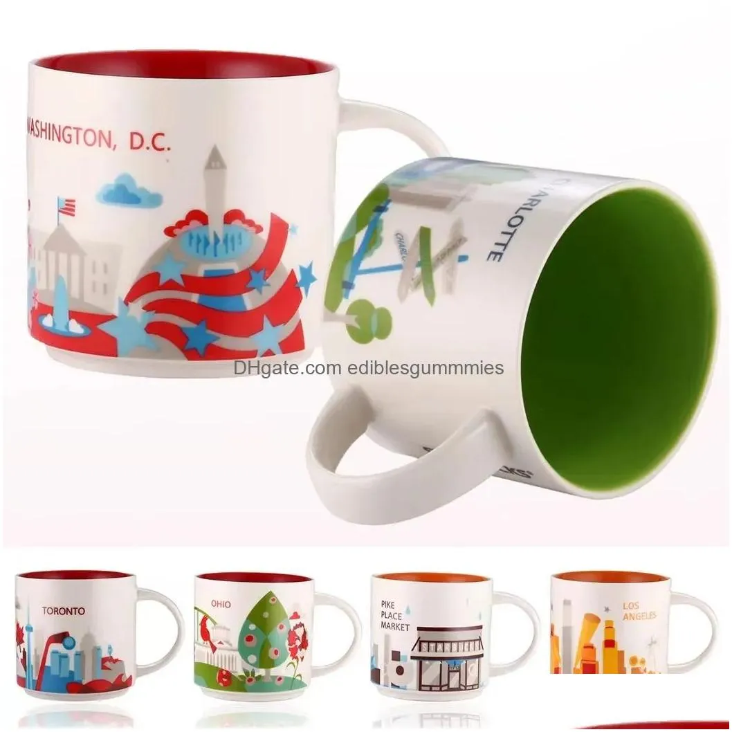 14oz capacity ceramic starbucks city mug american cities coffee mug cup with original box  city
