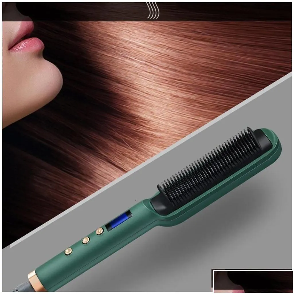 Hair Brushes Air Comb Led Display Dry Wet Thermostatic Curly And Straight 2 In 1 Anti Scalding Negative Ions 230510 Drop Delivery Prod