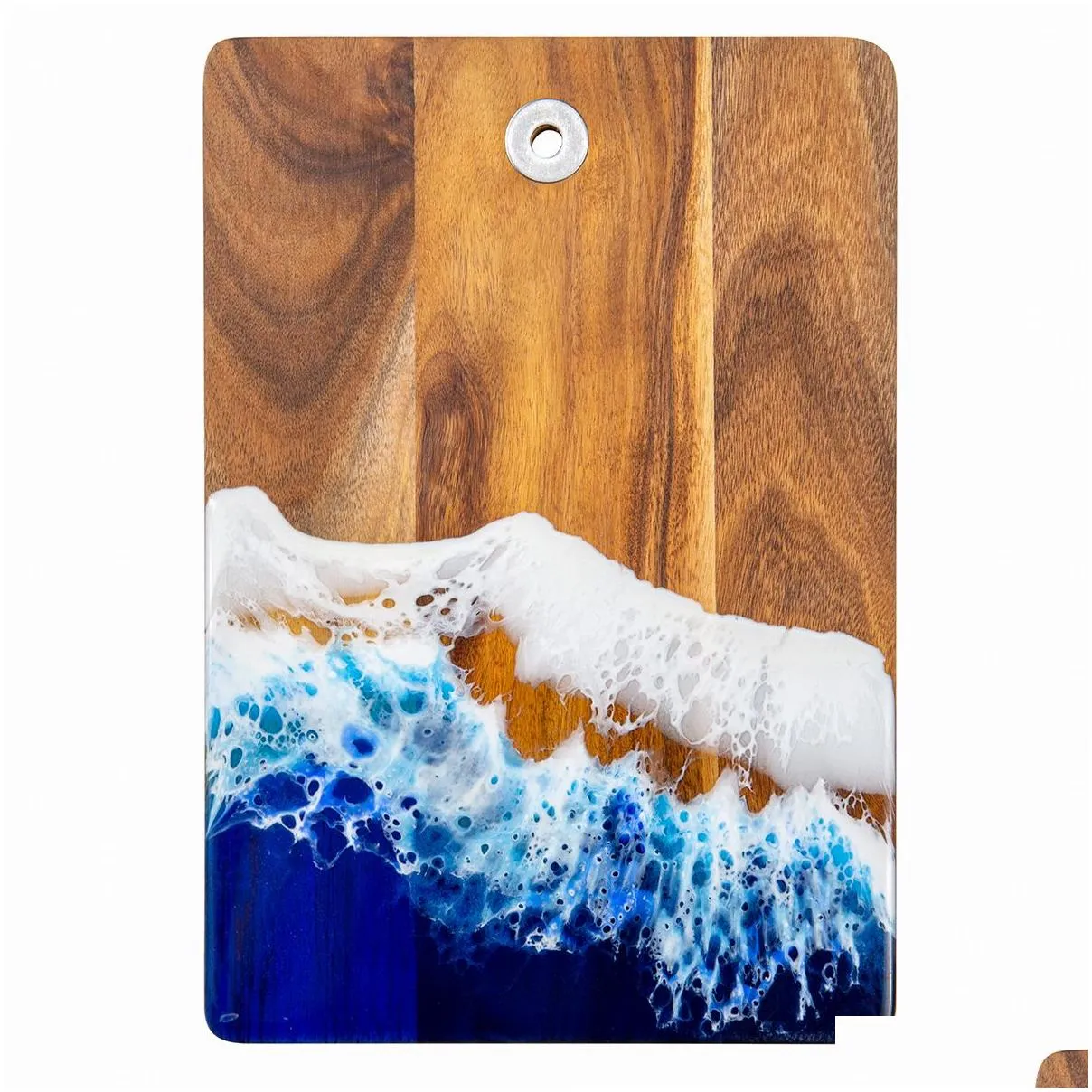 Chopping Blocks Vegetable board acacia wood epoxy resin process solid wood cutting board sea wave beach pattern cooked food cutting board Suitable for