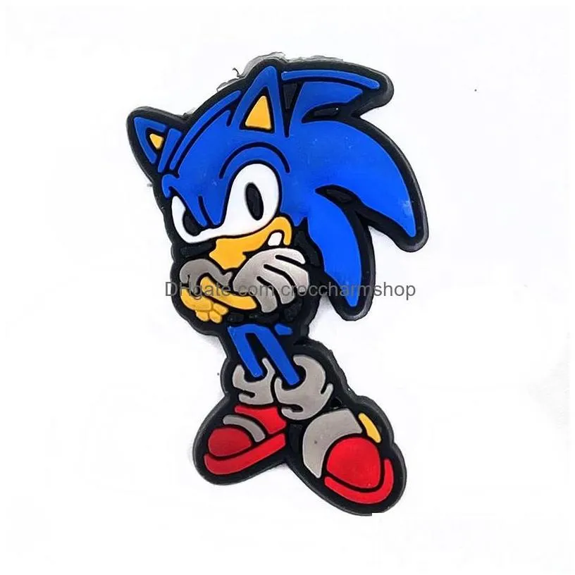 Shoe Parts Accessories Charms Wholesale Childhood Memories Game Sonic Cartoon Croc Pvc Decoration Buckle Soft Rubber Clog Fast Dro