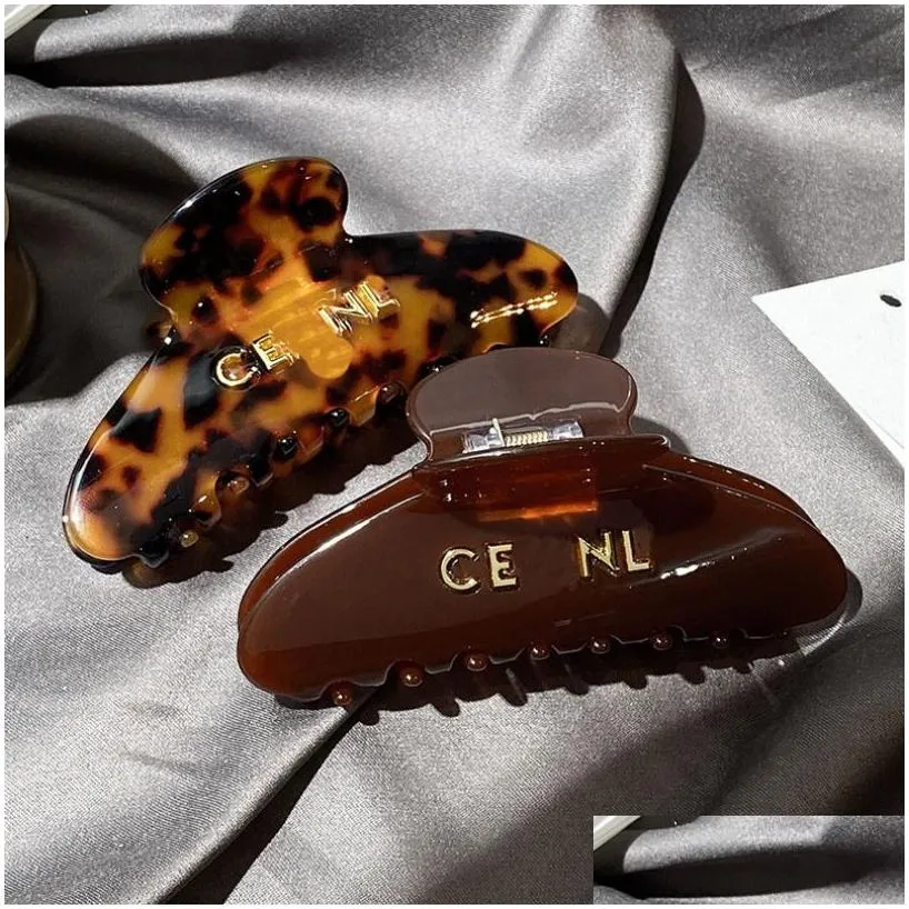 luxury french alloy letter hair clip leopard print color vintage style shark hair clip classic trendy hair jewelry girl friend gifts face washing makeup hair