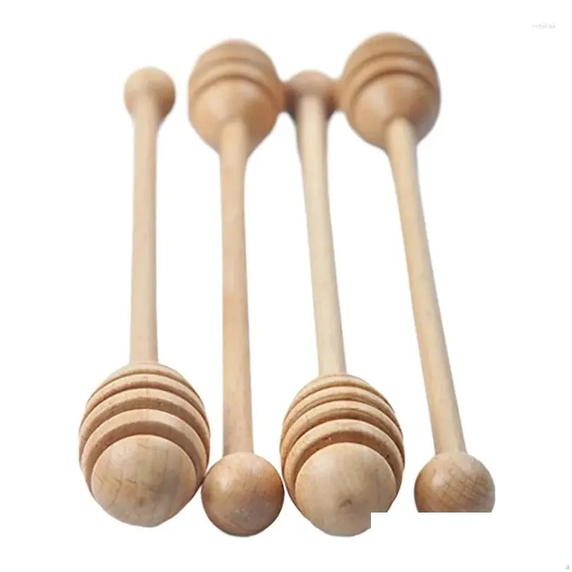 Spoons Wooden Honey Stick Stirring Long Handle Spoon Suitable For Pot Coffee Milk Tea Supplies Kitchen Tools