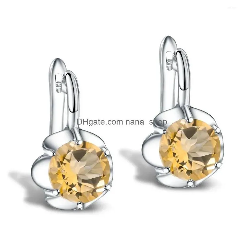 Stud Earrings Gems Ballet 5.32Ct Natural Citrine November Birthstone Real 925 Sterling Sier Fine Jewelry For Women Drop Delivery Dhfos