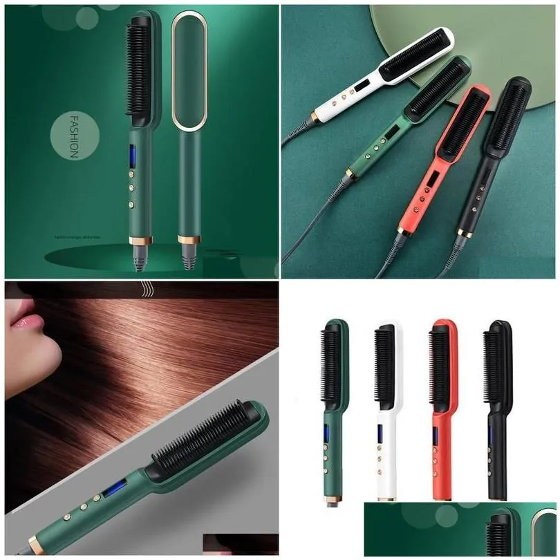 Hair Brushes Air Comb Led Display Dry Wet Thermostatic Curly And Straight 2 In 1 Anti Scalding Negative Ions 230510 Drop Delivery Prod