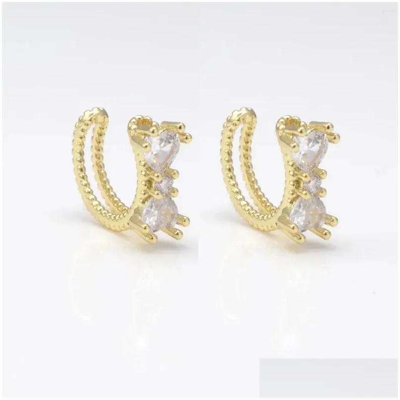 Hoop Earrings Zircon C Shape Ear Clip For Women Man Fashion Clasp Non-Piercing Copper Gold Plated Cuff Hip Hop Jewelry Fixture