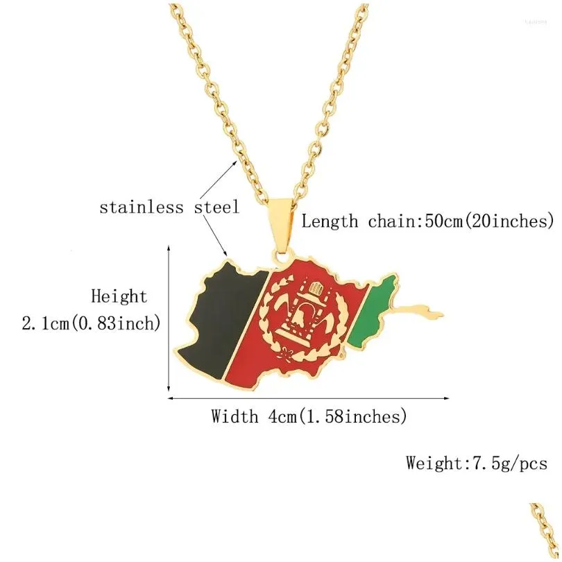 Pendant Necklaces Afghanistan Map Flag Necklace Stainless Steel Gold/Silver Color Afghan Jewelry For Women Men Girl