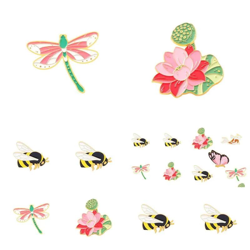 Yellow Bee Brooches 25pcs/ lot Cartoon Gold Plated Animal Brooch for Girls Enamel Pins Badge