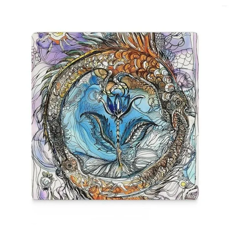 Table Mats Serpent Ring Watercolor Ceramic Coasters (Square) Cup Pads Slate Tea Holder