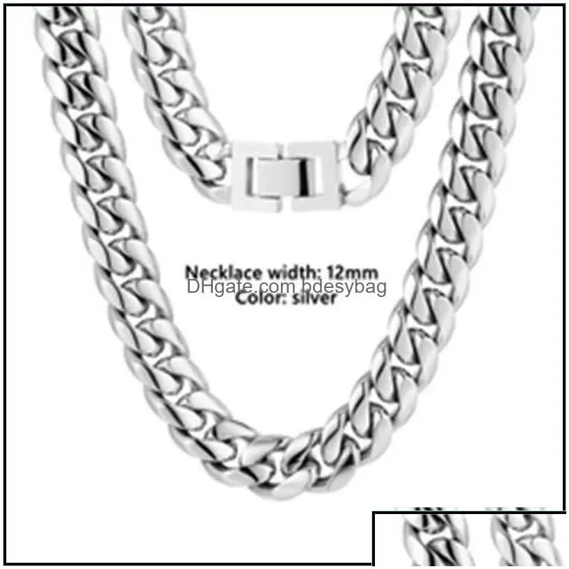 Chokers Necklaces Pendants Jewelry Krkc Co Wholale Custom Hip Hop Cuban Curb Link Mens  Stainls Steel 14K 18K Gold Plated Chain