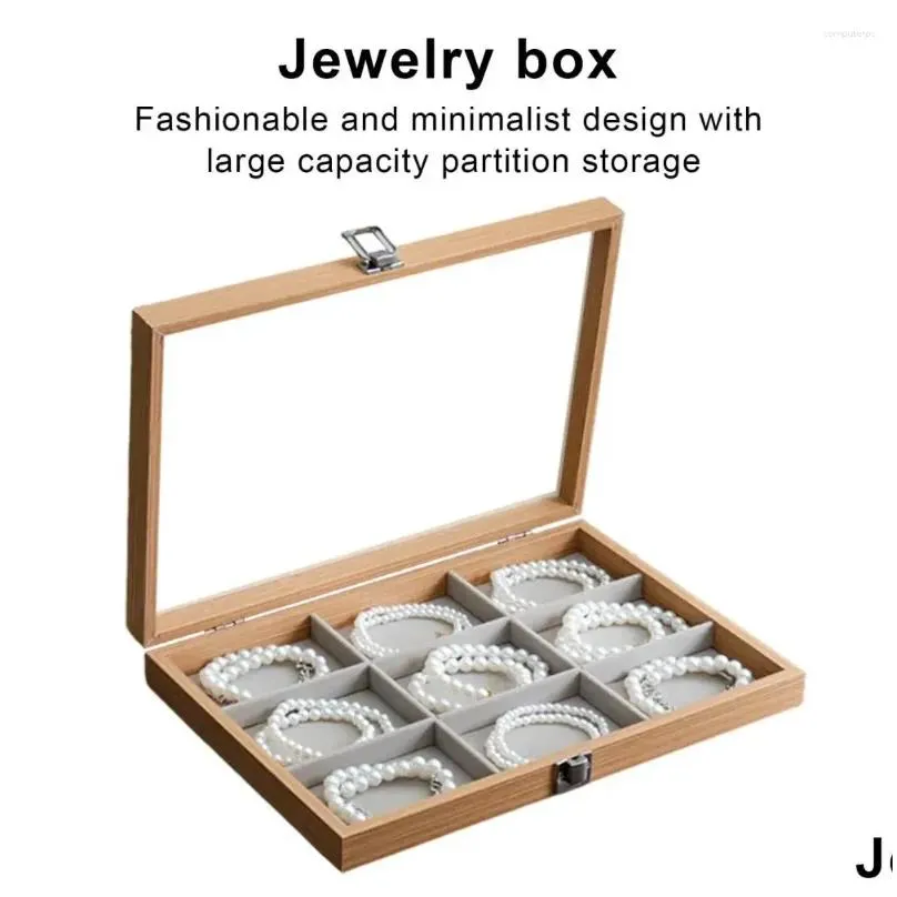 Jewelry Pouches Case Large Capacity Multi-compartment Storage Box With Transparent Lid Dustproof Bangle Container Organizer