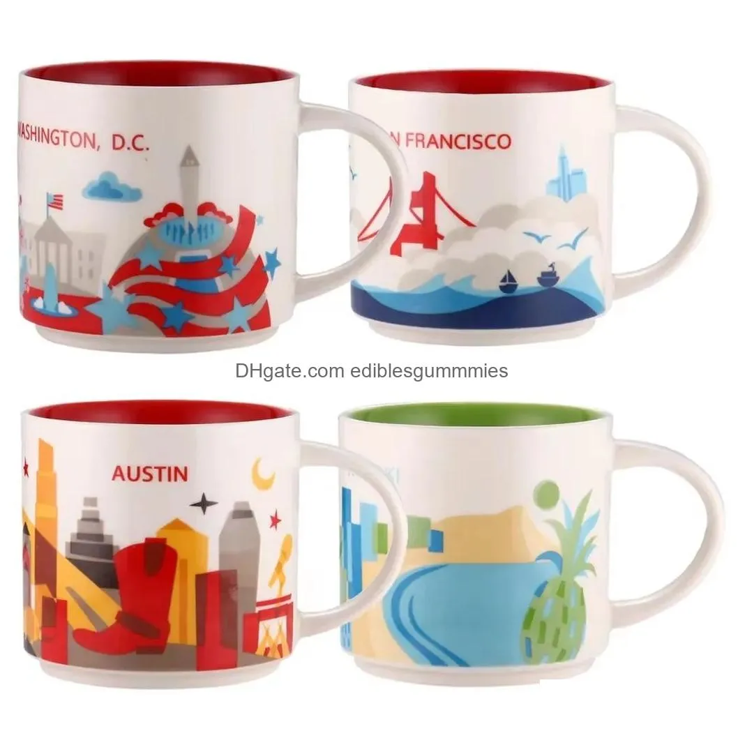 14oz capacity ceramic starbucks city mug american cities coffee mug cup with original box  city