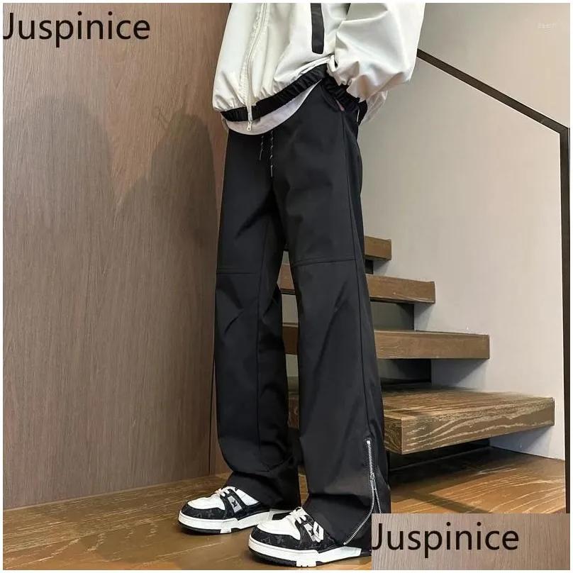 Men`s Pants Spring Waterproof Zipper Workwear Trousers Loose Casual High Street Sports Long Men Bottom Male Sportswear