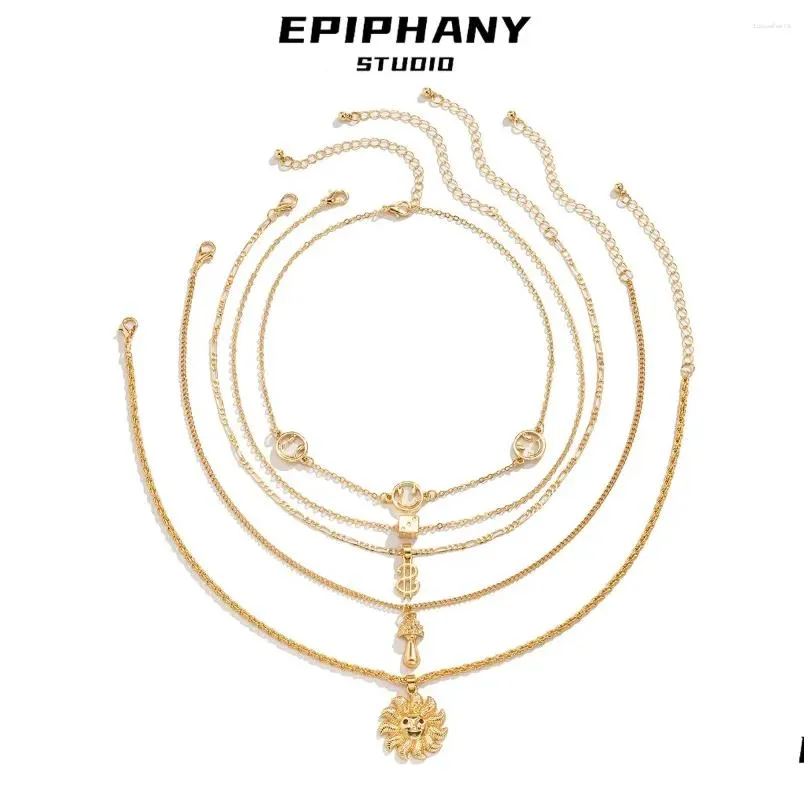 Chains Punk Letter Multilayers Metal Necklace Temperament Sunflower Twists Chain Choker Items