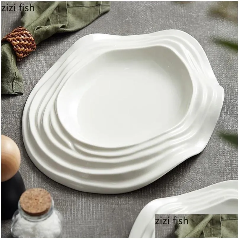 dishes plates ceramic cooking dish irregular shape speciality pasta steak plate kitchen solid color tableware sushi snack dessert