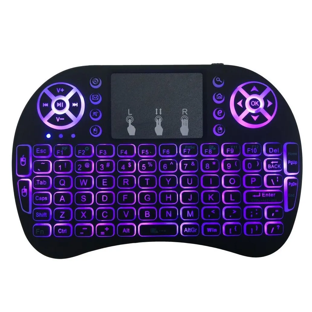 Keyboards I8 2.4G Flying Squirrel Mini Wireless Keyboard Dry Lithium Electric Three Color Backlight Running Horse Light Drop Deliver Dhyow