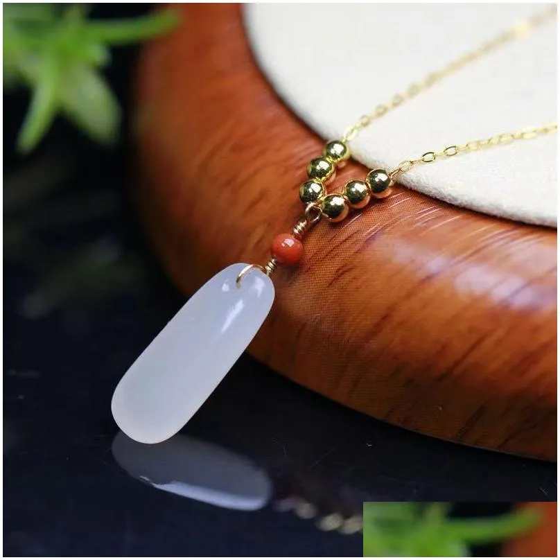 Other Fashion Accessories Natural An Jade Water Drop Pendant With South Red Round Bead Design As A Birthday Gift For Girlfriend Deliv Otzeb
