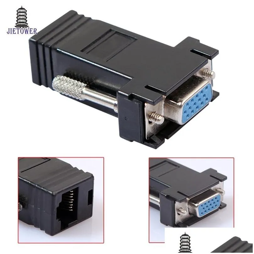 100pcs/lot Factory Price Hot Selling New VGA Extender Female To Lan Cat5 Cat5e RJ45 Ethernet Female Adapter