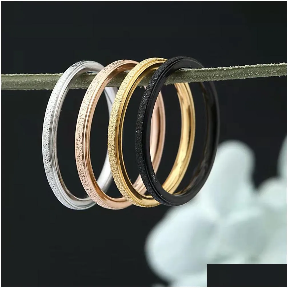 bulk lots 50pcs sand surface band 2mm classic ring mix stainless steel charm ring unisex women wedding jewelry