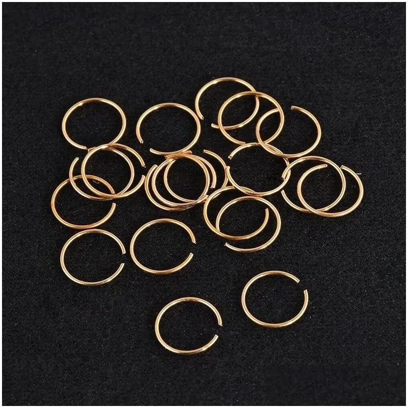 20pcs/pack multicolor golden small nose ring stainless steel open piercing septum lip hoop rings earrings cartilage jewelry