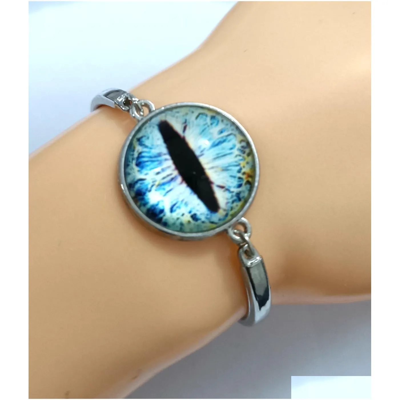wholesale 10pcs top women charm silver alloy eyeball bracelets wristands bangles birthday party favor