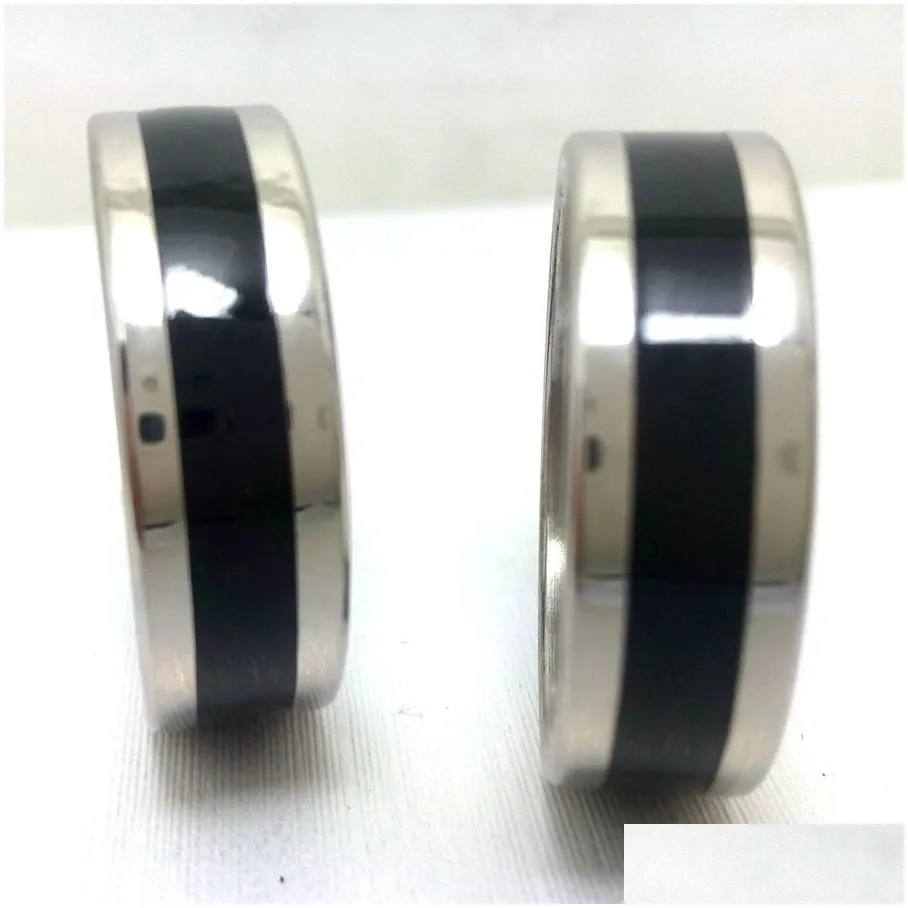 25pcs black enamel stripe stainless steel rings 8mm mens oil filled fashion ring man trendy jewelry