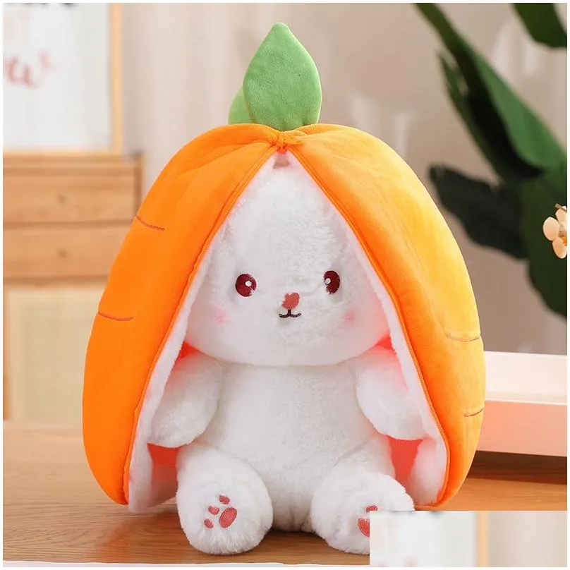 2024 Wholesale Strawberry Rabbit Transformed into Rabbit Xiaoguo Plush Toy Carrot Pillow White Rabbit Doll