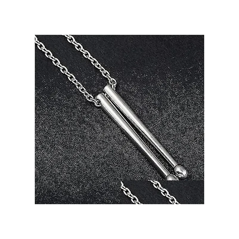 rock drumstick pendant necklace for men drummer gifts stainless steel drum stick necklaces