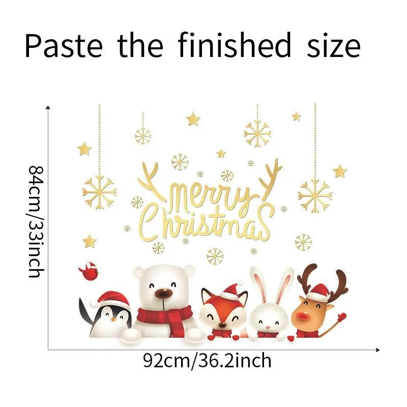 Wall Stickers Santa Claus Merry Christmas Glass Windows Decals Decor Home Decoration Wallpaper 2022 Year