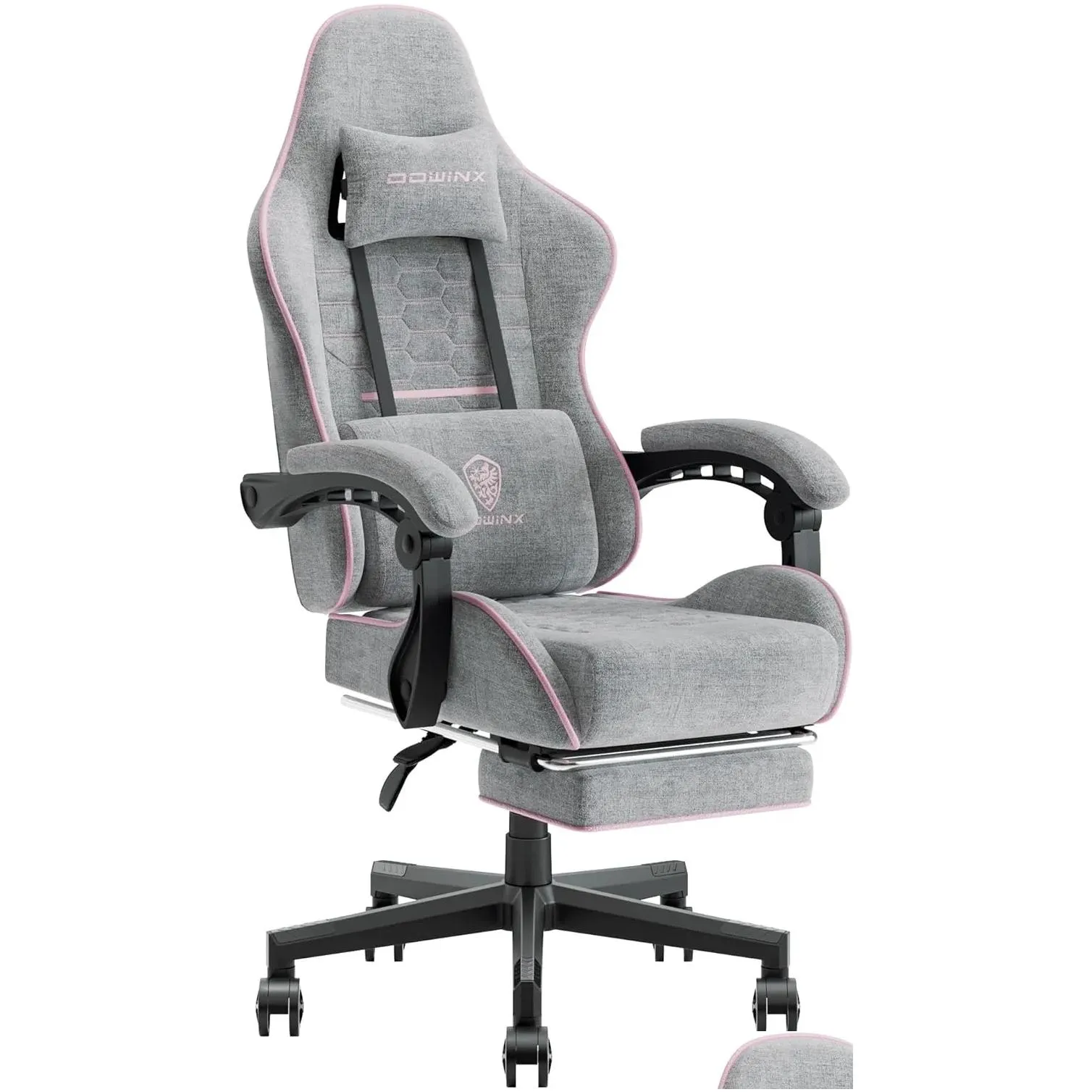 Dowinx Gaming Chair Fabric with Pocket Spring Cushion, Massage Game Chair Cloth with Headrest, Ergonomic Computer Chair with Footrest 290LBS,