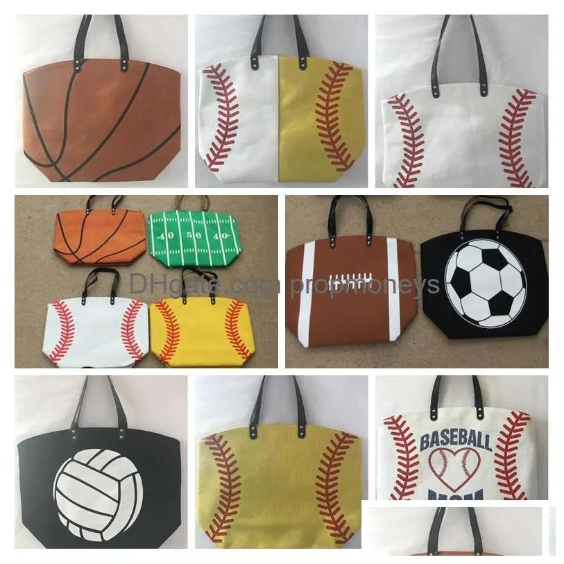 13 styles canvas bag baseball tote sports bags casual softball bag football soccer basketball cotton canvas tote bag 20pcs