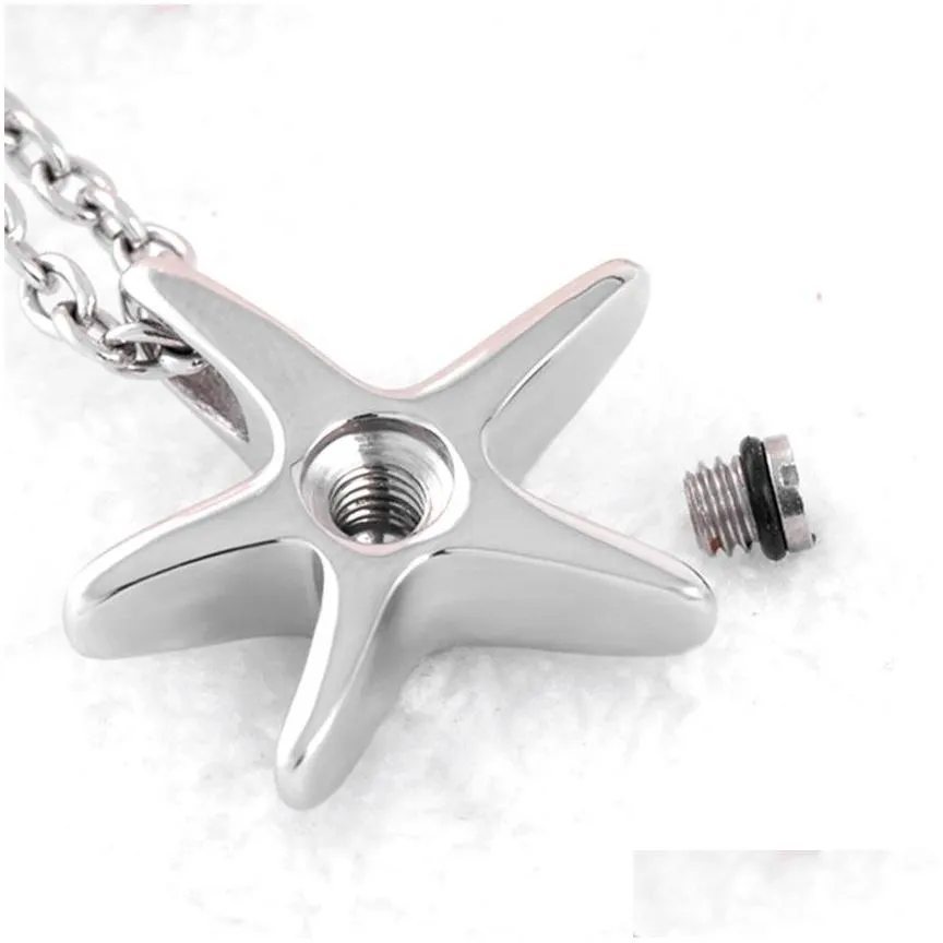 starfish cremation urn stainless steel pet memory necklace jewelry ash urn pendant star fish keepsake cremation urn for ashes