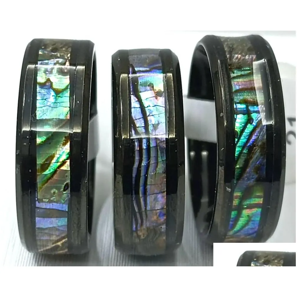 30pcs/lot black blue stainless steel shell ring high quality comfort-fit men women wedding band ring hot jewelry