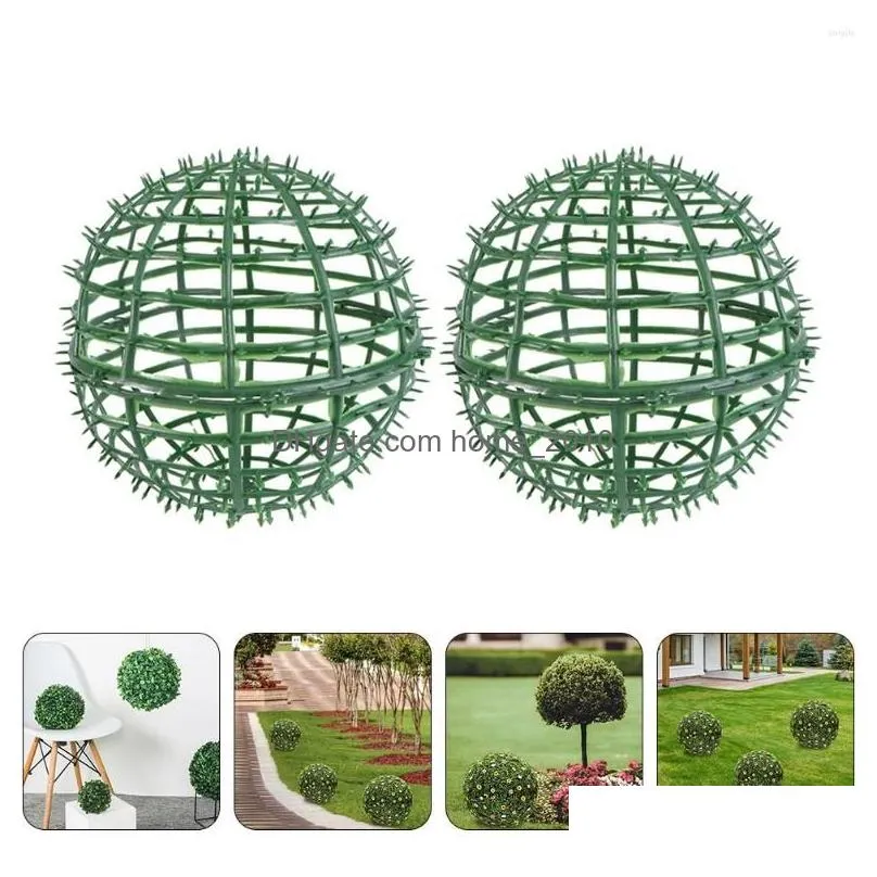 decorative flowers artificial plant topiary ball support cage plastic trelli green grass sphere frame rack wreath flower shelf holder