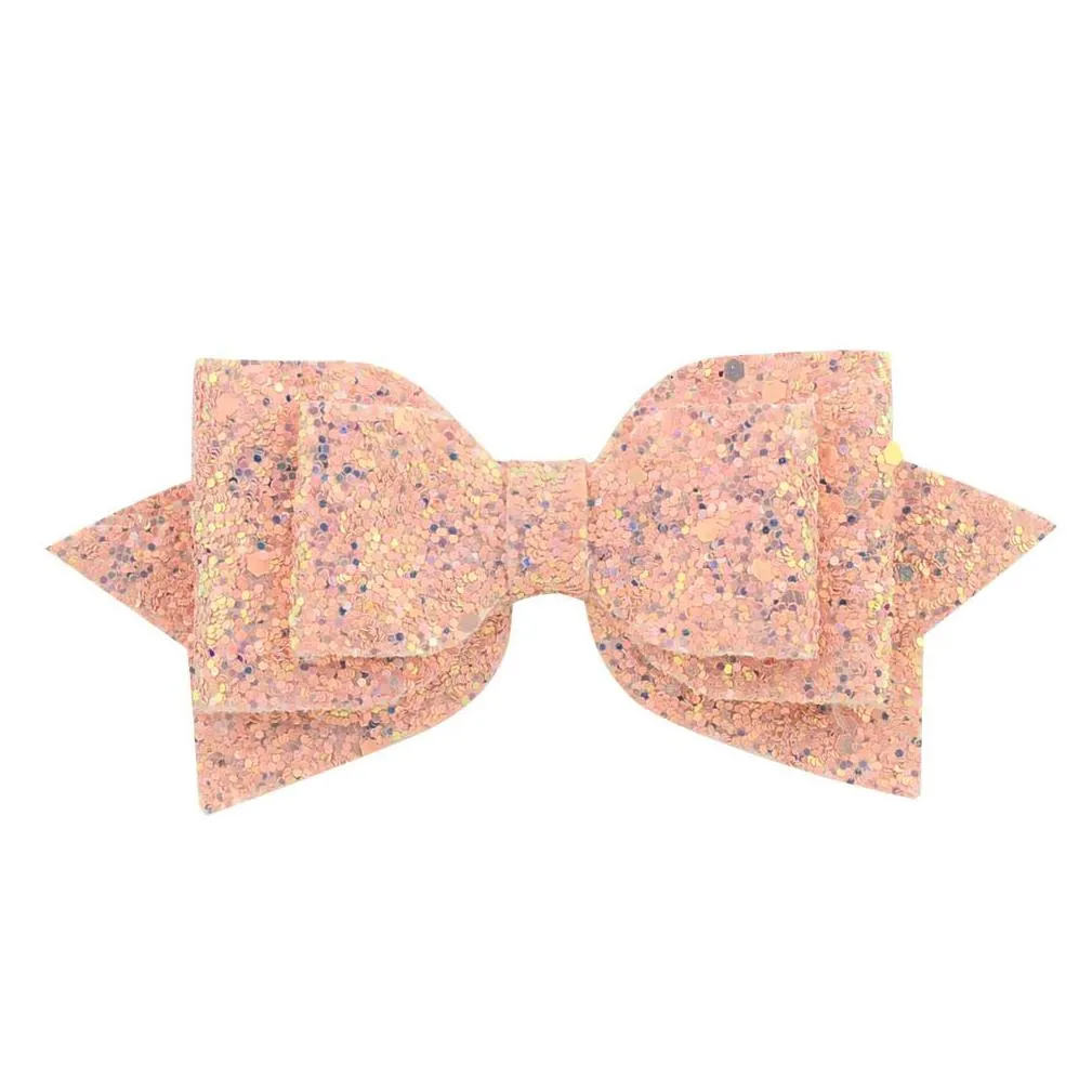Baby Girls Bow Glitter Barrettes Children Kids Paillette hairpins Clips With Metal Teeth Clip Boutique 5inch Bows Hair Accessories