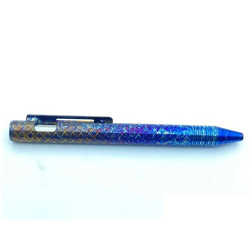 TwoSun TS-Pen37-Color Checkered Tactical Titanium Push Button Mechanism Pen