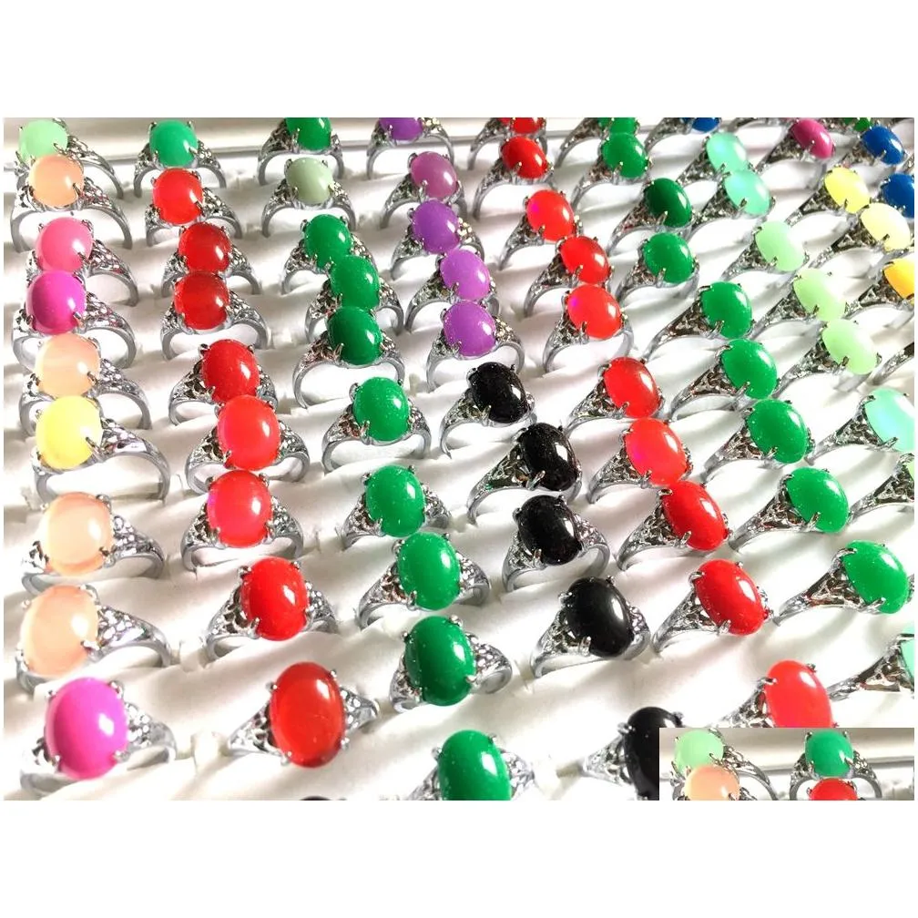 50pcs women`s silver stone colorful clear stone ring ladies elegant beautiful rhinestone ring girls vintage charm party jewelry gifts