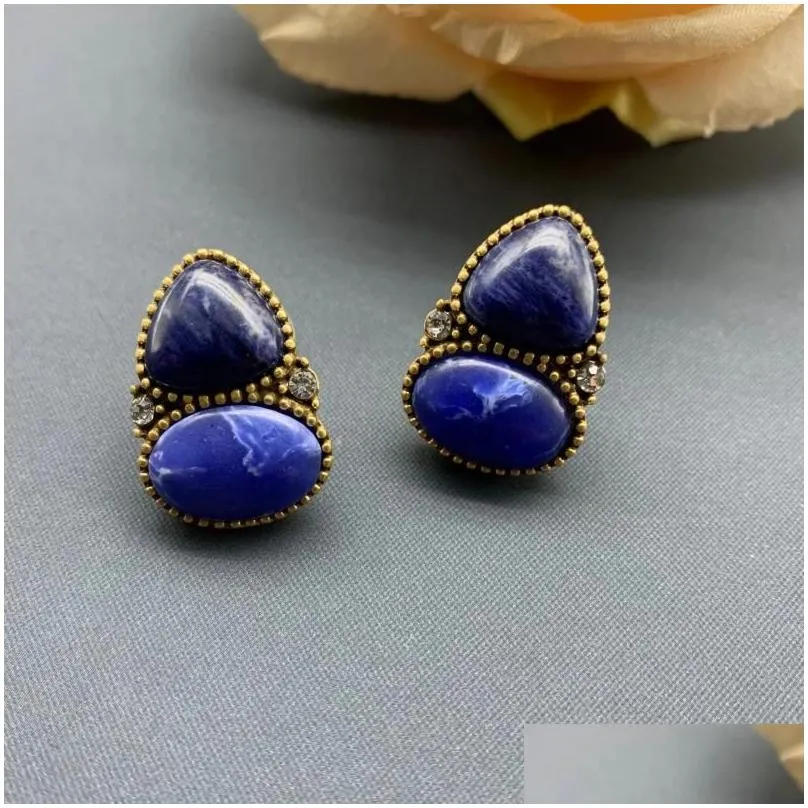 Stud Earrings Qingdao Medieval Vintage Ear Studs Geometric Design HK Style Art Gourd Luxury Waterdrops