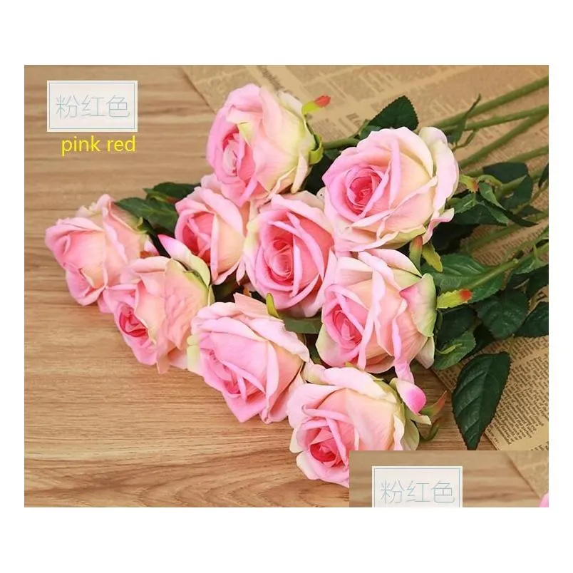 Silk rose Artificial Flowers Real like Rose Flowers Home decorations for Wedding Party Birthday room 8colors for choose HR009