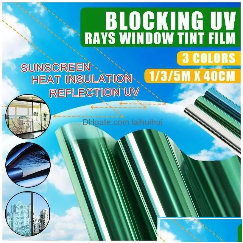 Car Sunshade 1 3 5Mx40Cm Home One Way Mirror Window Glass Building Tinting Film Side Solar Uv Protection Sticker Curtain Scraper Sun