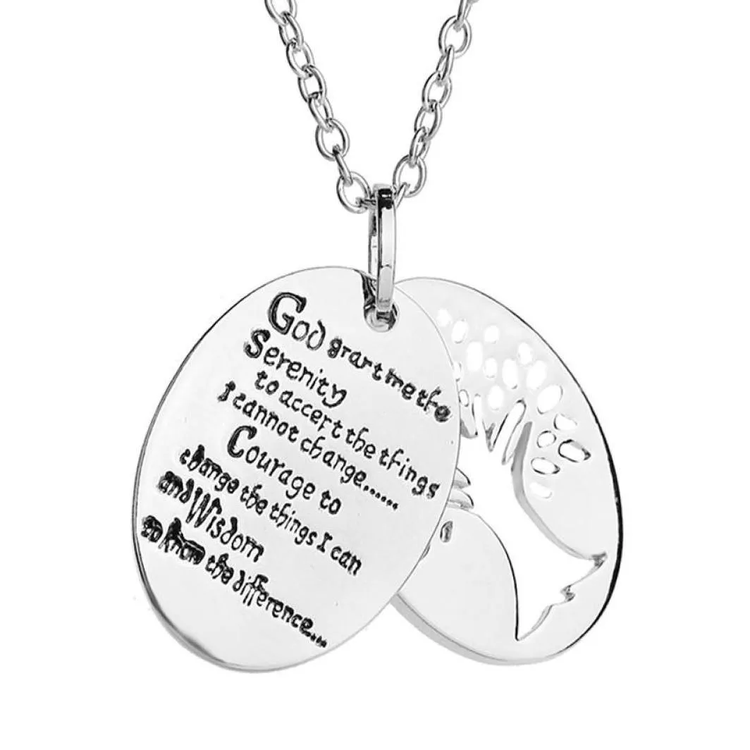 Pendant Necklaces Hand Stamped English Bible Serenity Prayer Charm Necklace Women Men Jewelry Tree Of Life Charms Necklaces1359908 D Otlcw