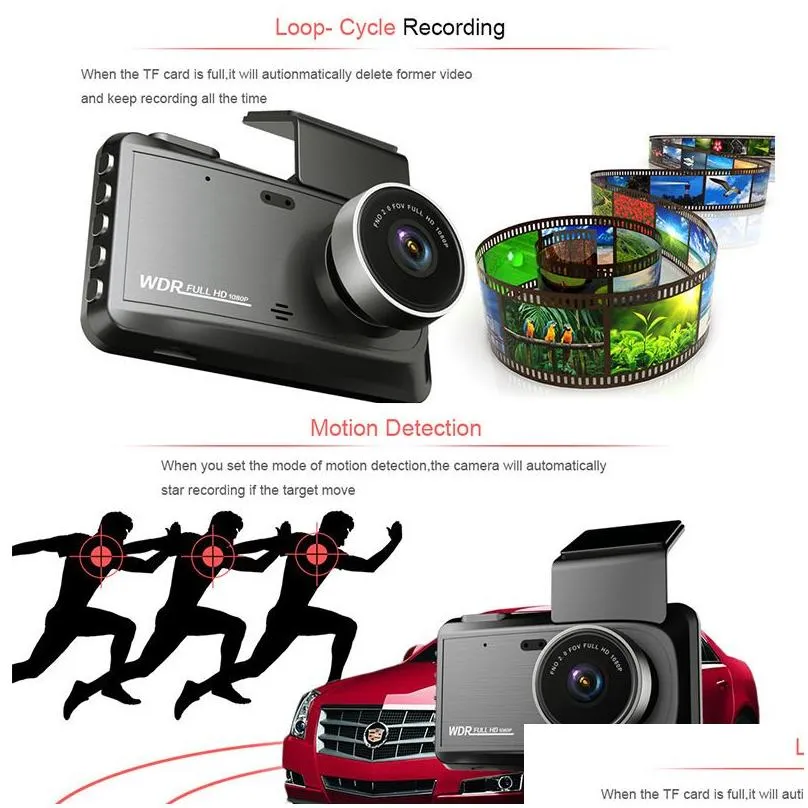 4.0 Inch Car DVR 1080P FULL HD Dash Cam Dual Lens Camera 170 degree Wide Angle Video Cycle Recording Vehicle support wifi X5