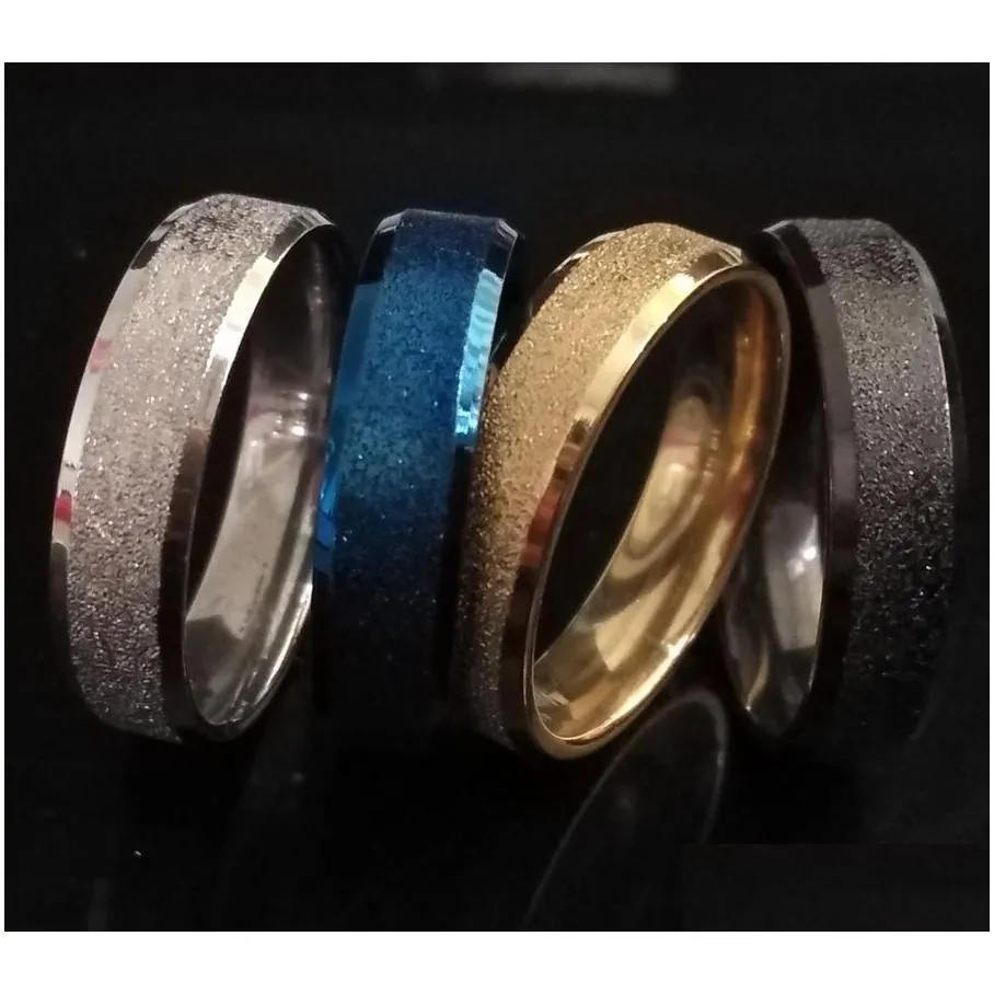 new 50pcs top color mix stainless steel band rings 6mm men`s fashion finger classic wedding rings men women comfort fit quailty jewelry