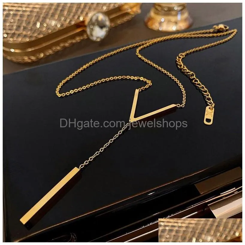 designer long sexy clavicle necklace ladies and girls gold chain necklace party jewelry