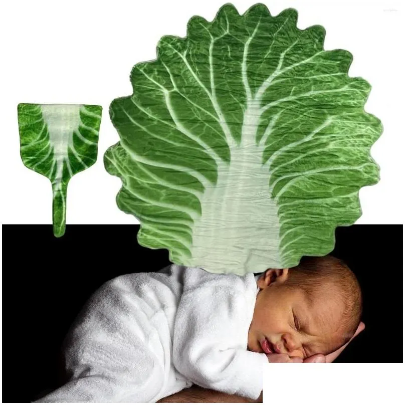 Blankets Cabbage Print Baby Swaddle And Hat Funny Receiving Blanket Girls Boys Machine Washable