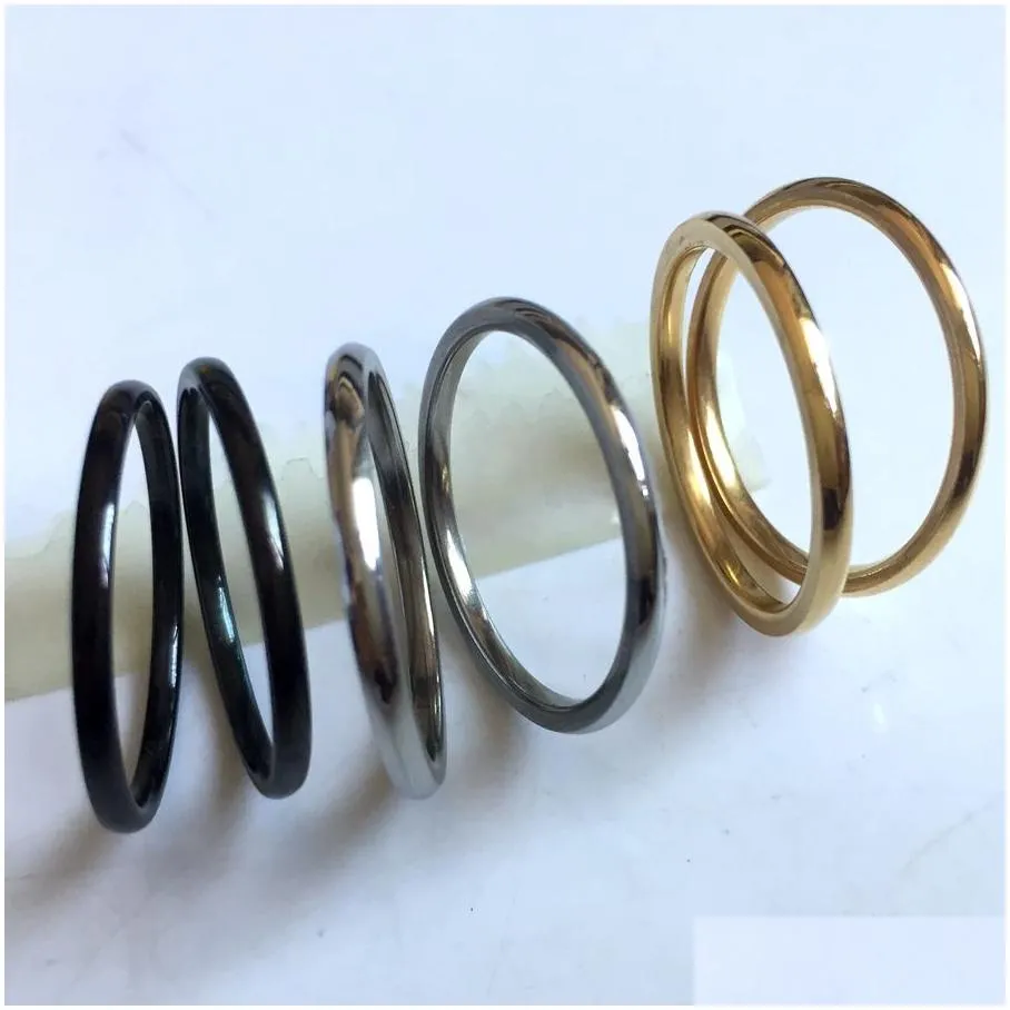 wholesale 30pcs mirro band 2mm mix stainless steel wedding ring comfort fit quality men women finger ring wholesale jewelry