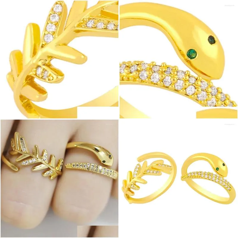 Cluster Rings 1 Piece Gold Color Women Adjustable Snake Creative For Party Jewelry Model