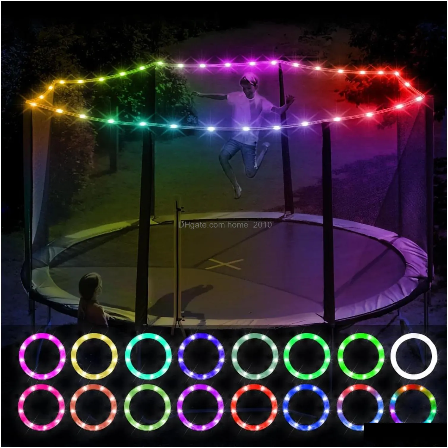 party favor rgb16 color 12m 100lamps led trampoline light led light waterproof battery box outdoor childrens trampoline atmosphere light game